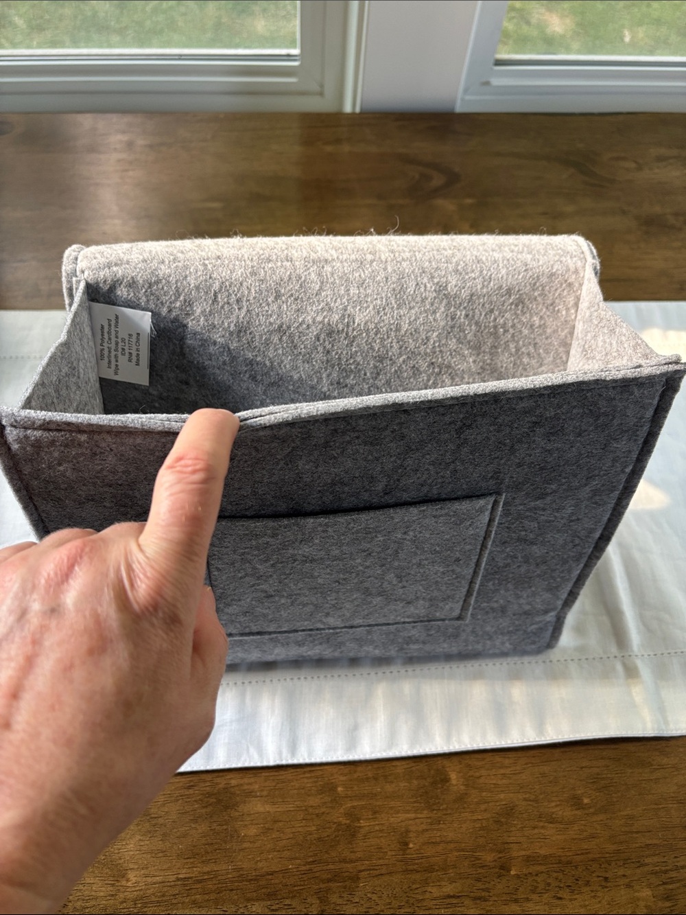 Gray Felt Organizer Sleeve with Front Pocket Bedside College - Picture 4 of 5